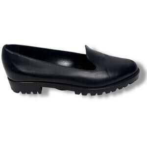 Manolo Blahnik Loafers Women’s 39.5 Black Leather Lug‎ Sole Pull-On US 9.5